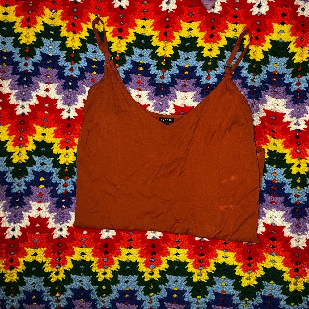 burnt orange blouse tank top